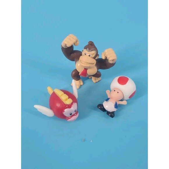 Super Mario Bros Mini Figures Donkey Kong, Toad & Cheep Appx 1" - Picture 2 of 6